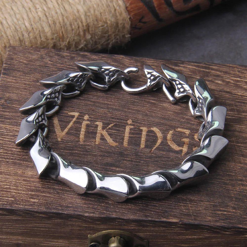 Men's Vintage Punk Ouroboros Stainless Steel Bracelet - Hip-Hop Street Culture Jewelry