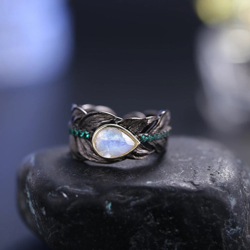 Milky Blue Moonstone Gemstone Handmade Ring Sterling Silver