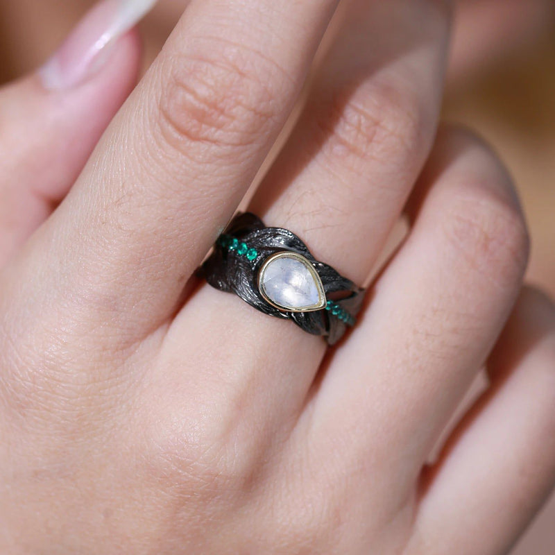 Milky Blue Moonstone Gemstone Handmade Ring Sterling Silver