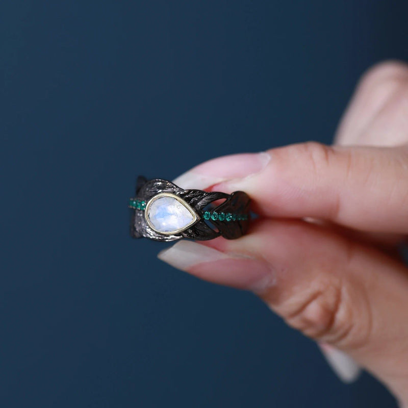 Milky Blue Moonstone Gemstone Handmade Ring Sterling Silver