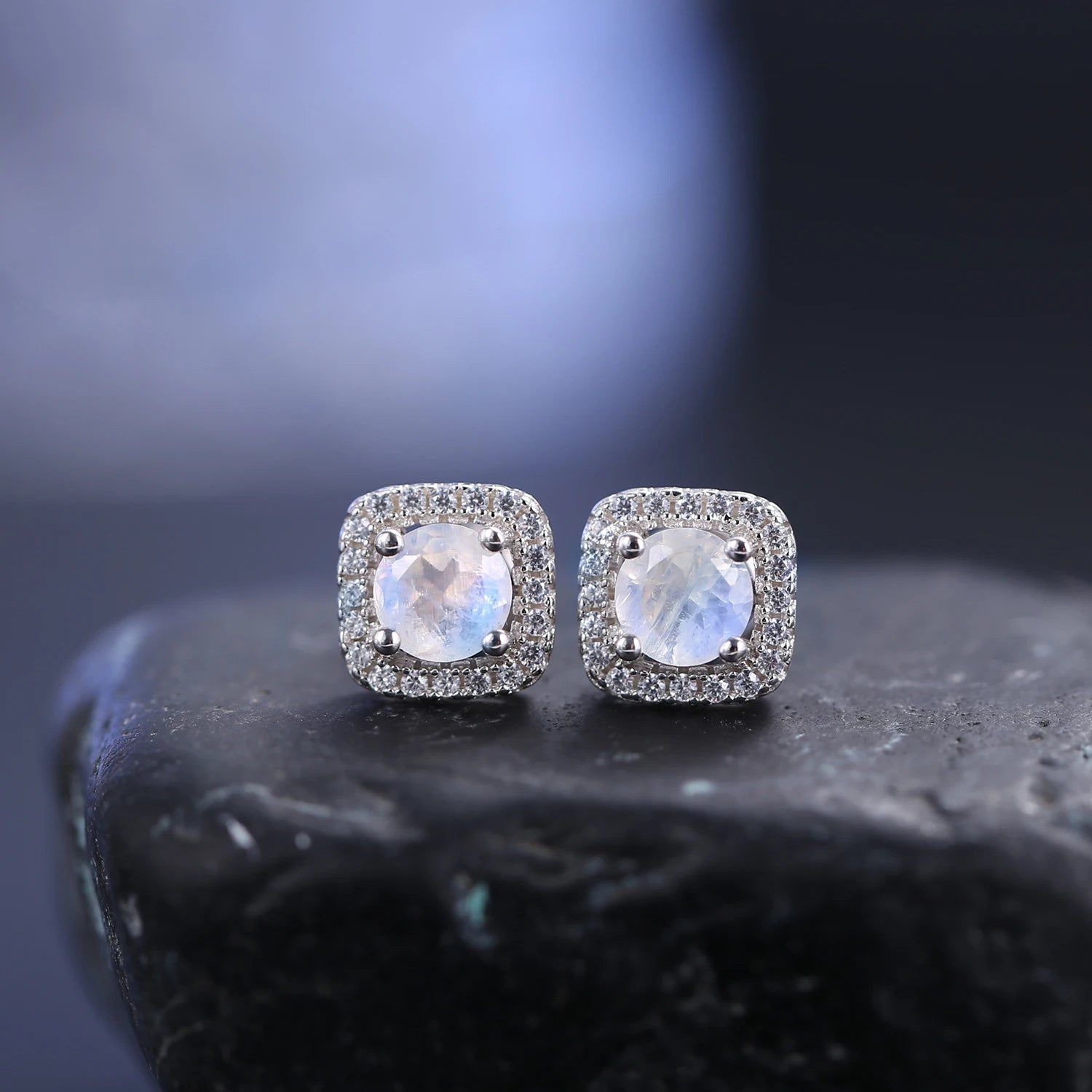 Minimalist Dainty Moonstone Earring 5mm Milky Blue Studs