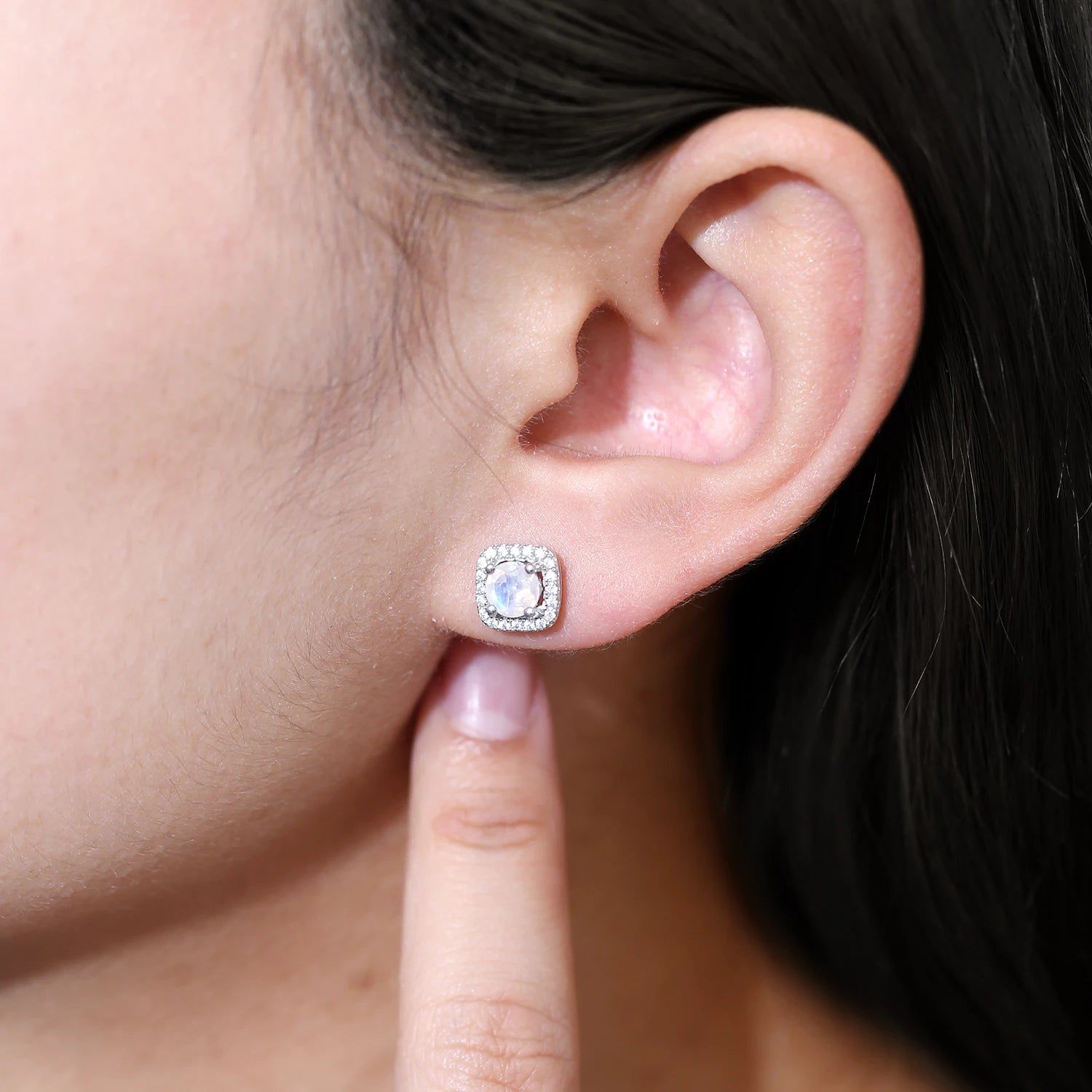 Minimalist Dainty Moonstone Earring 5mm Milky Blue Studs