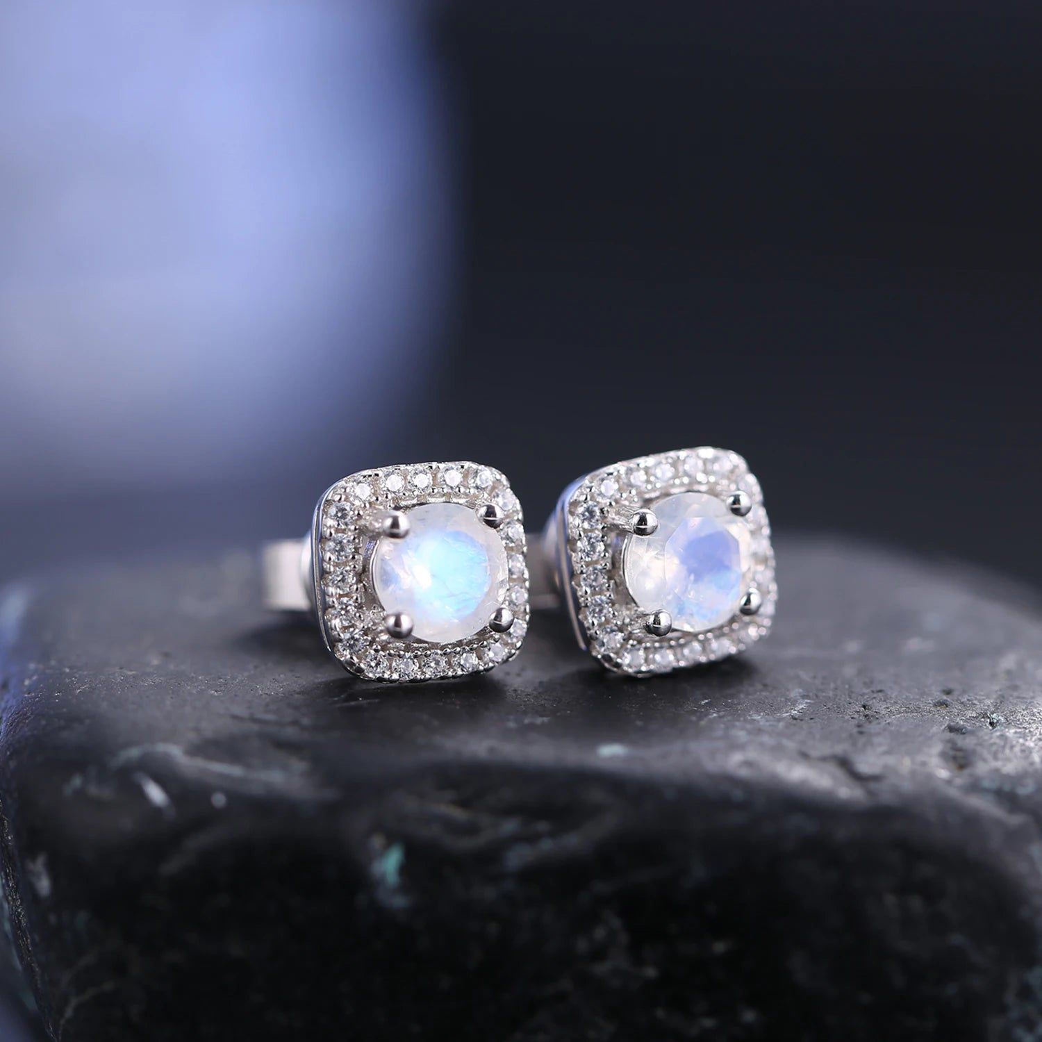 Minimalist Dainty Moonstone Earring 5mm Milky Blue Studs