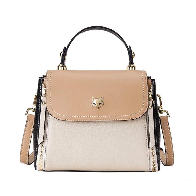 Modern Foxer Women's Split Leather Crossbody Handbag - Large Capacity Fashion Messenger Bag