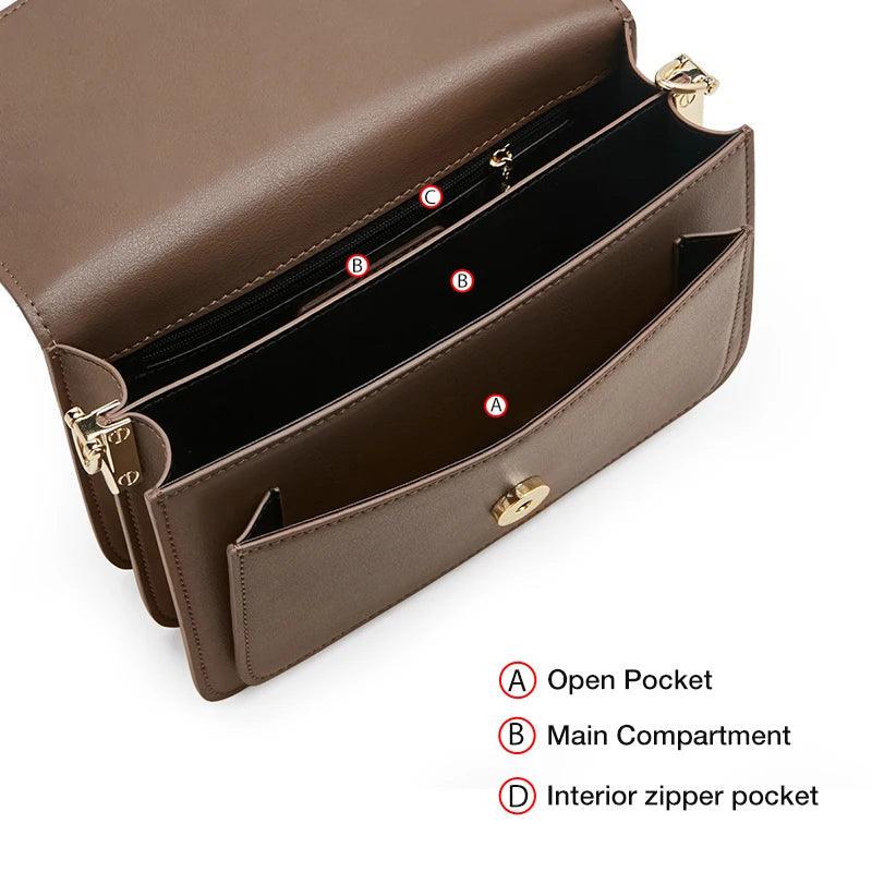 Modern Retro Split Leather Square Shoulder Bag for Women - Foxer Fashion Organizer Messenger Bag