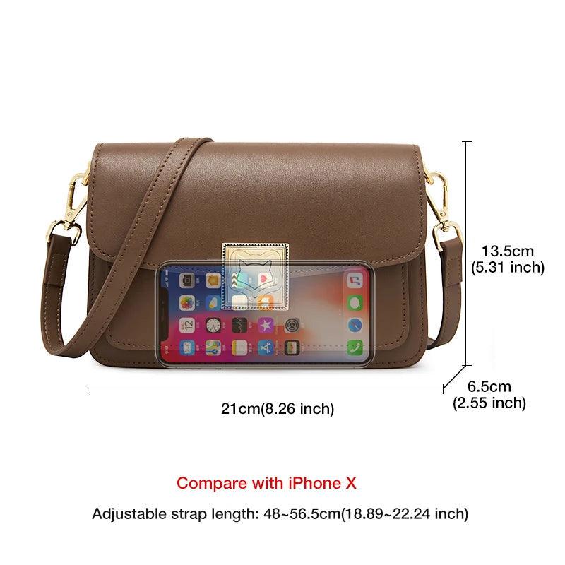 Modern Retro Split Leather Square Shoulder Bag for Women - Foxer Fashion Organizer Messenger Bag