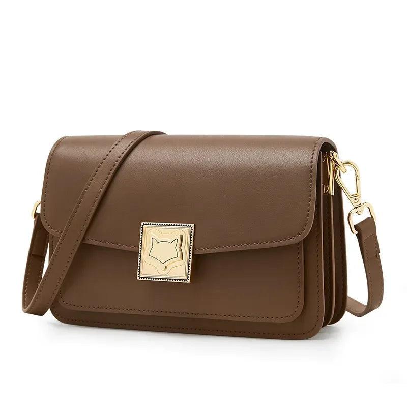 Modern Retro Split Leather Square Shoulder Bag for Women - Foxer Fashion Organizer Messenger Bag