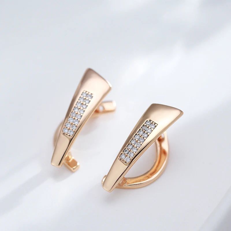 Modern Vintage Drop Earrings in 585 Rose Gold with Natural Zircon