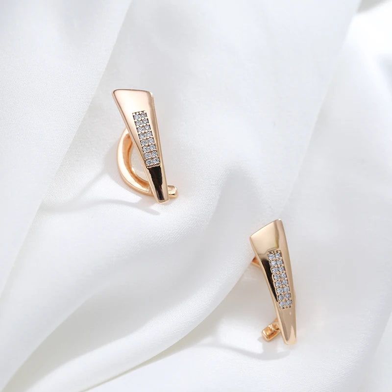 Modern Vintage Drop Earrings in 585 Rose Gold with Natural Zircon