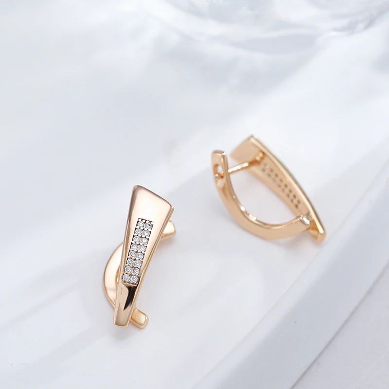 Modern Vintage Drop Earrings in 585 Rose Gold with Natural Zircon