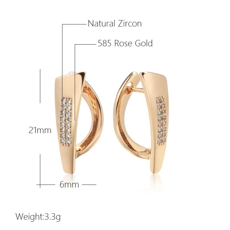 Modern Vintage Drop Earrings in 585 Rose Gold with Natural Zircon