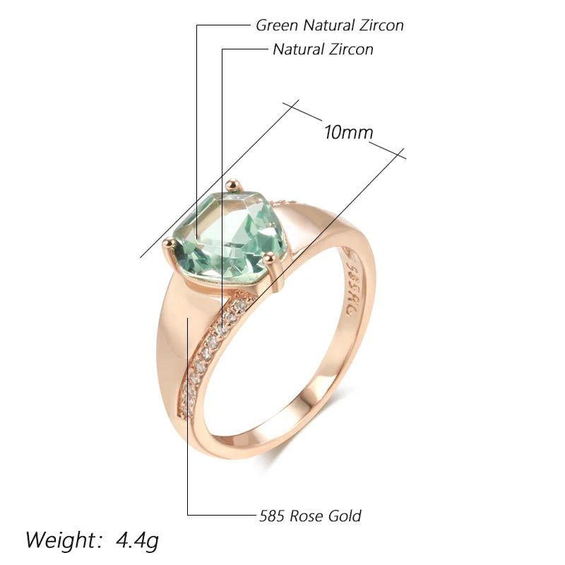 Modern Vintage Green Zircon Cocktail Ring in 585 Rose Gold with Mosaic Cubic Zirconia