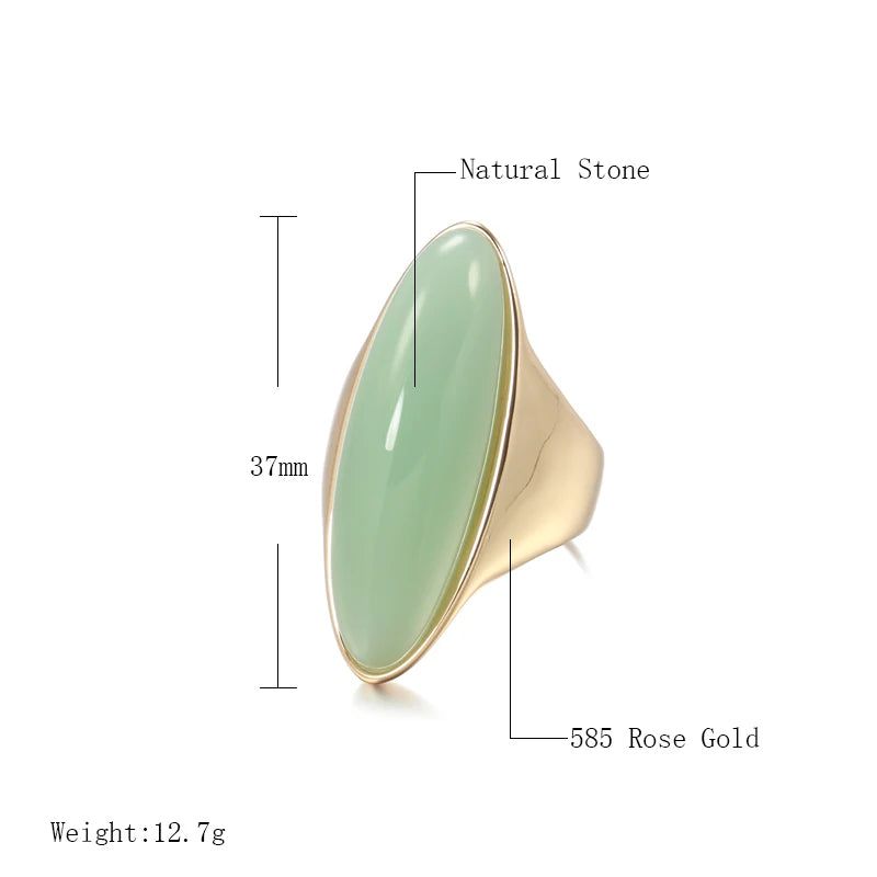 Modern Vintage Green Zircon Rose Gold Cocktail Ring in 585 Quality