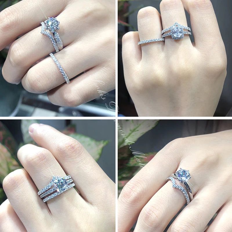 Moissanite Diamond Rings Jewelry Women Ring 925 Sterling Silver Jewelry Moissanite Band Ring