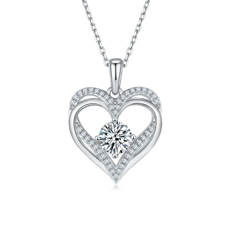 Moissanite Heart-Shaped Infinity Loop Necklace For Her