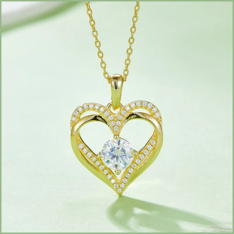 Moissanite Heart-Shaped Infinity Loop Necklace For Her