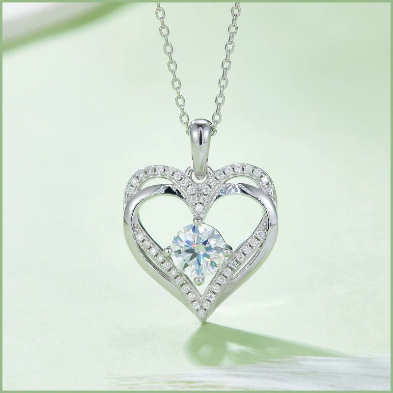 Moissanite Heart-Shaped Infinity Loop Necklace For Her