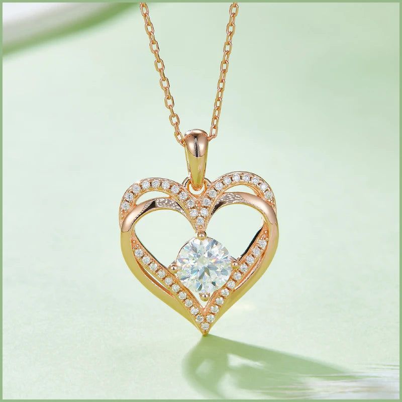 Moissanite Heart-Shaped Infinity Loop Necklace For Her