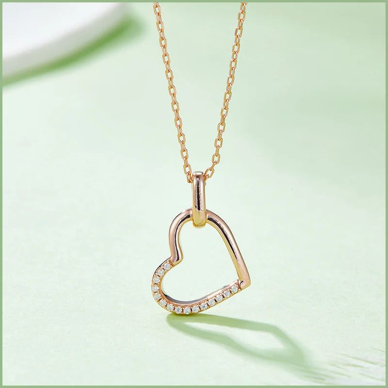 Moissanite Necklace Floating Heart Necklace in 925 Sterling Silver