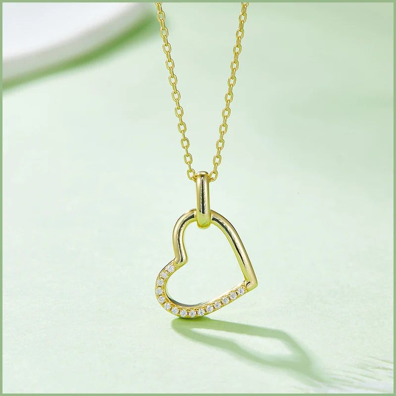 Moissanite Necklace Floating Heart Necklace in 925 Sterling Silver