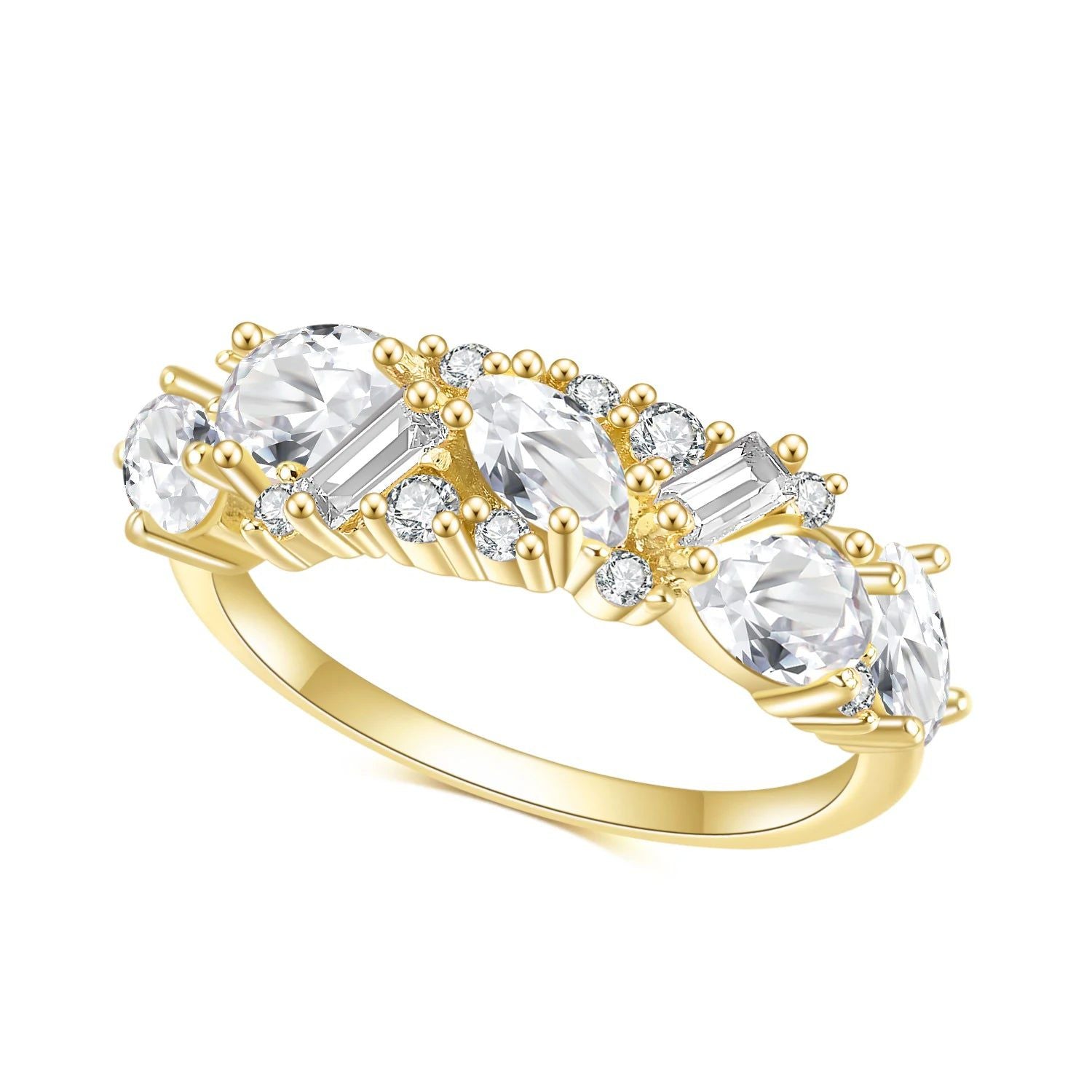 Moissanite Rings 925 Sterling Silver Gold Plated Band Ring