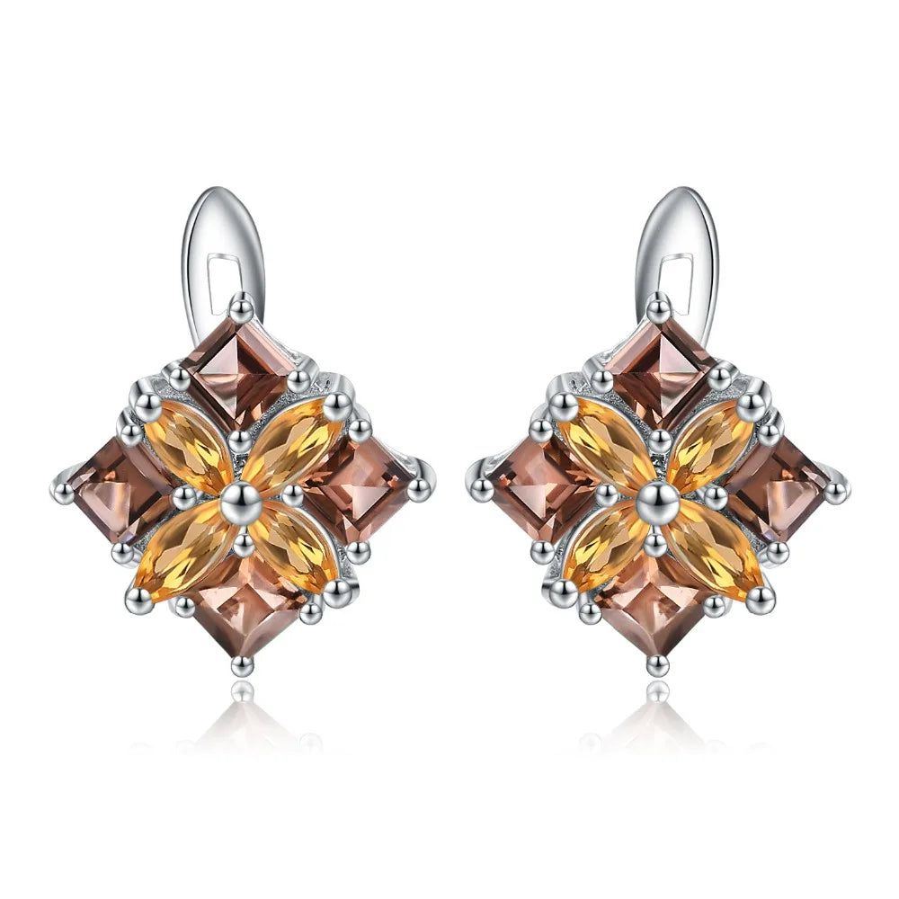 Multicolor Natural Citrine Smoky Quartz Earrings