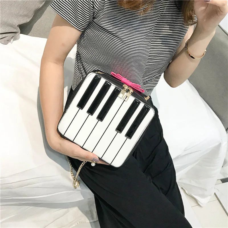 Musical Melody Women's Crossbody Handbag - Piano Keyboard Design Shoulder Bag