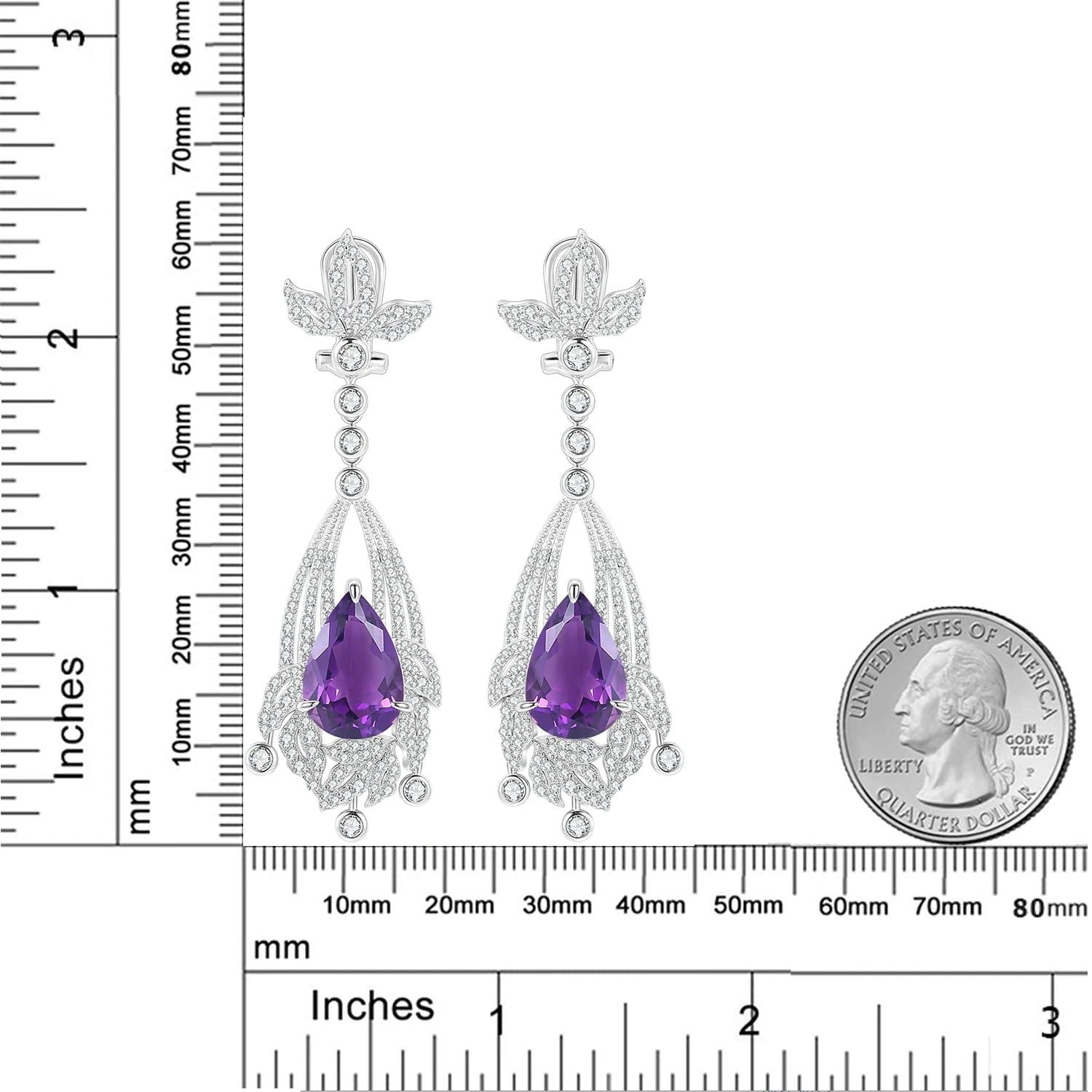 Natural Amethyst Statement Earrings in 925 Sterling Silver