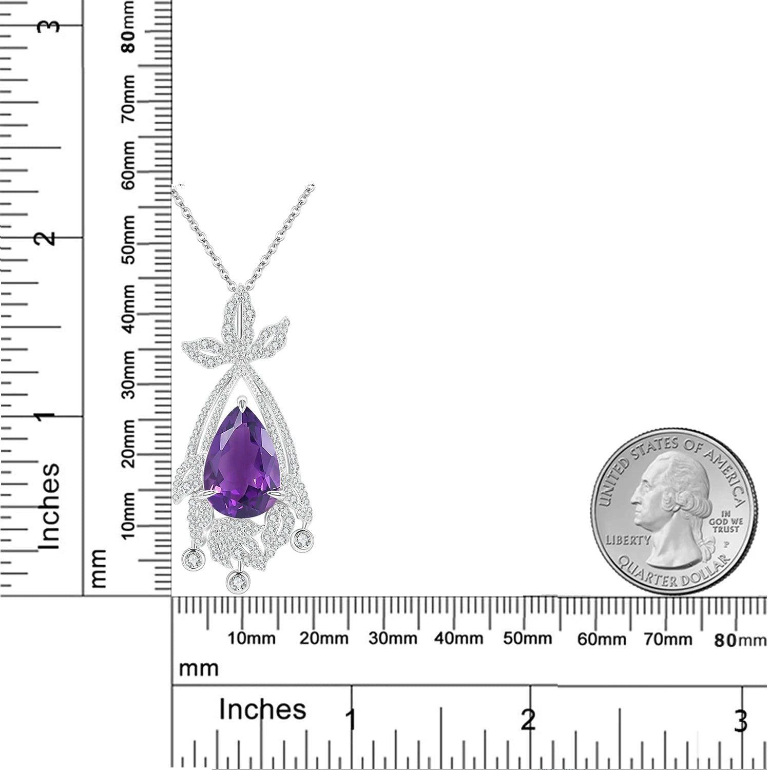 Natural Amethyst Statement Pendant Silver Chandelier Necklace