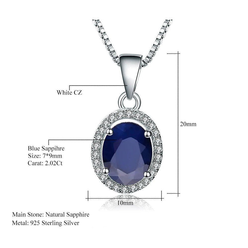 Natural Blue Sapphire 14K Gold Silver Pendant Necklace