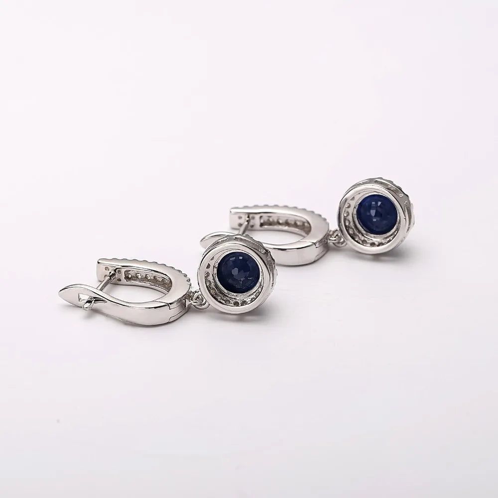 Natural Blue Sapphire 925 Sterling Silver Earrings