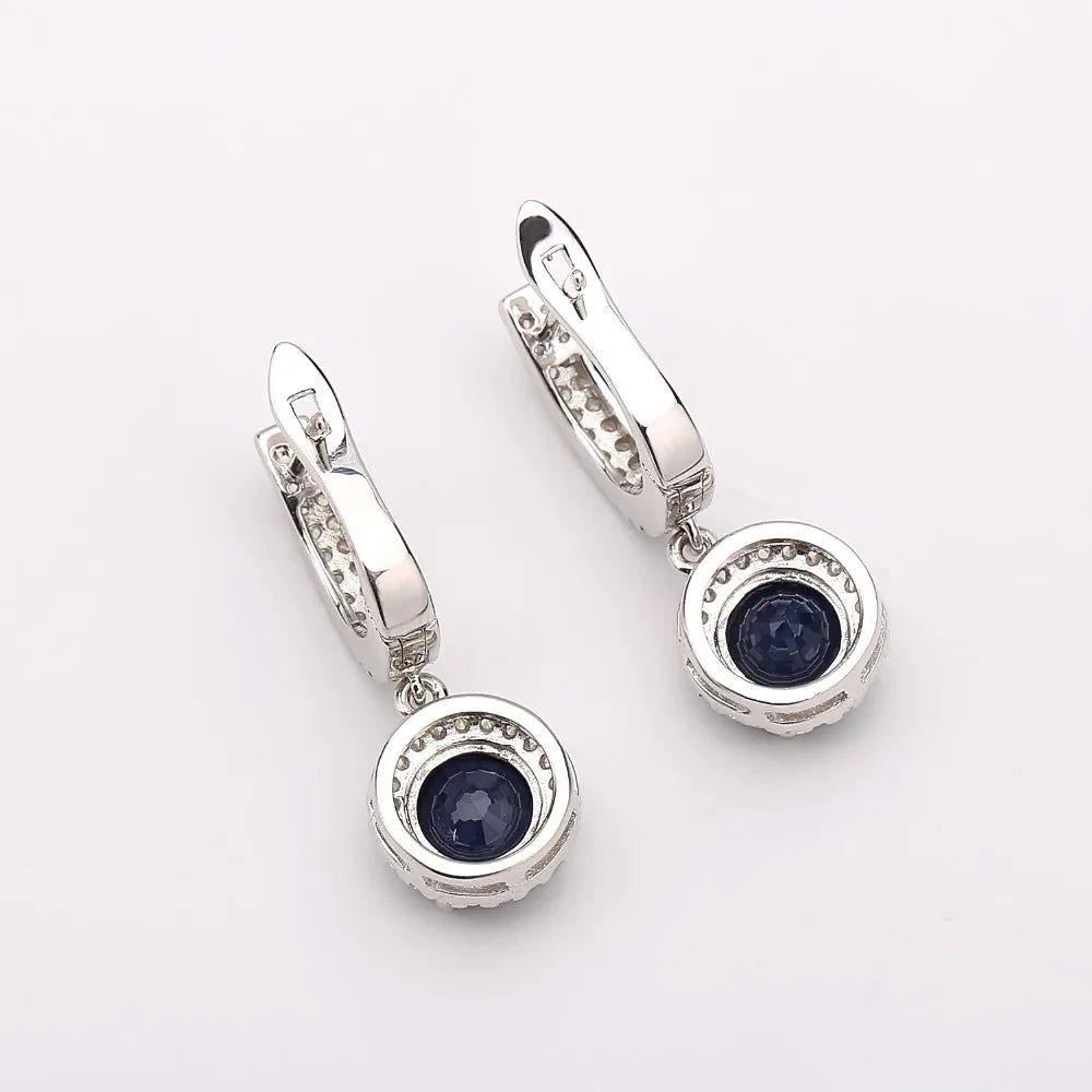 Natural Blue Sapphire 925 Sterling Silver Earrings