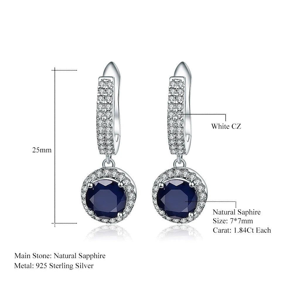 Natural Blue Sapphire 925 Sterling Silver Earrings