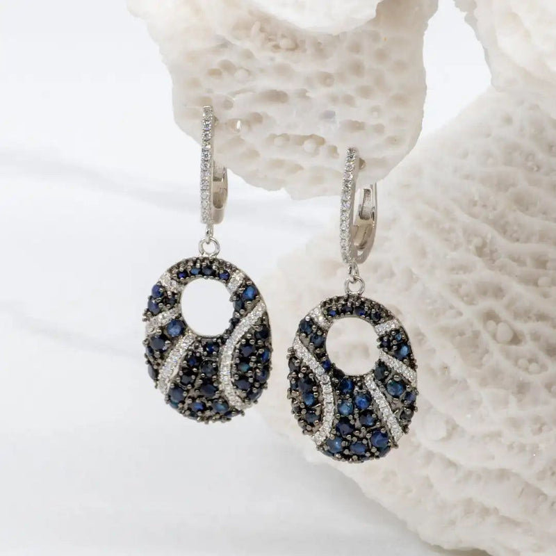 Natural Blue Sapphire Gemstone Drop Earrings