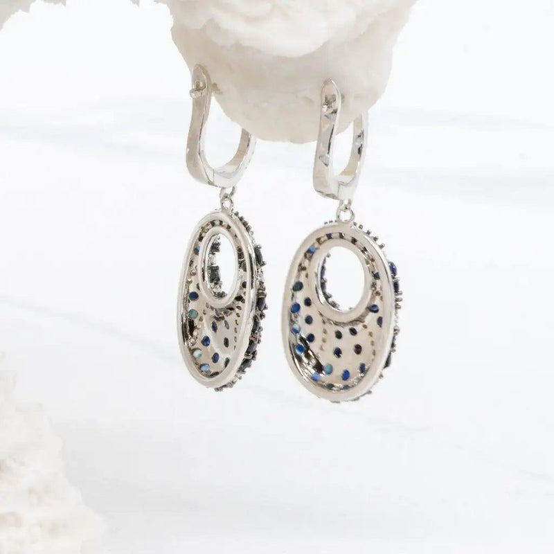 Natural Blue Sapphire Gemstone Drop Earrings