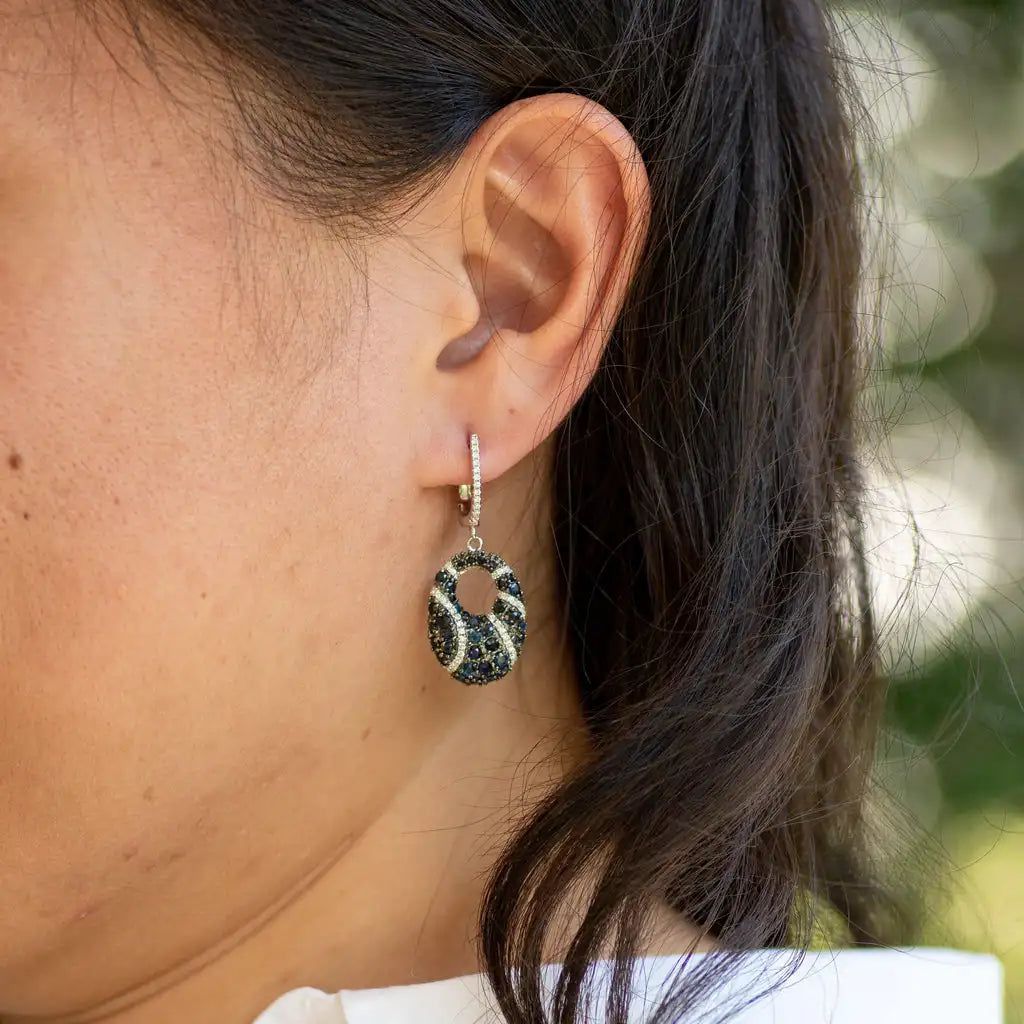 Natural Blue Sapphire Gemstone Drop Earrings