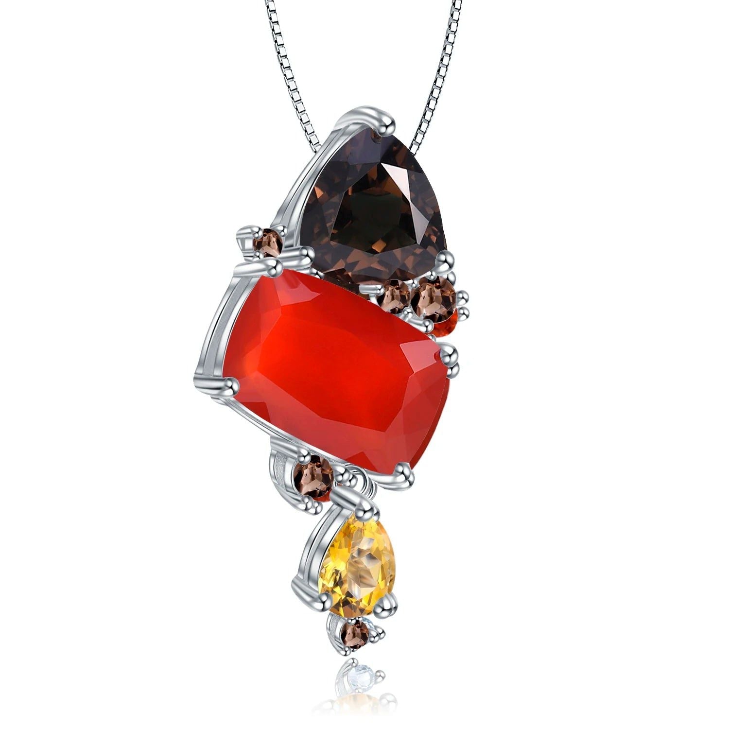 Natural Carnalian Gemstone 925 Sterling Silver Pendant Necklace