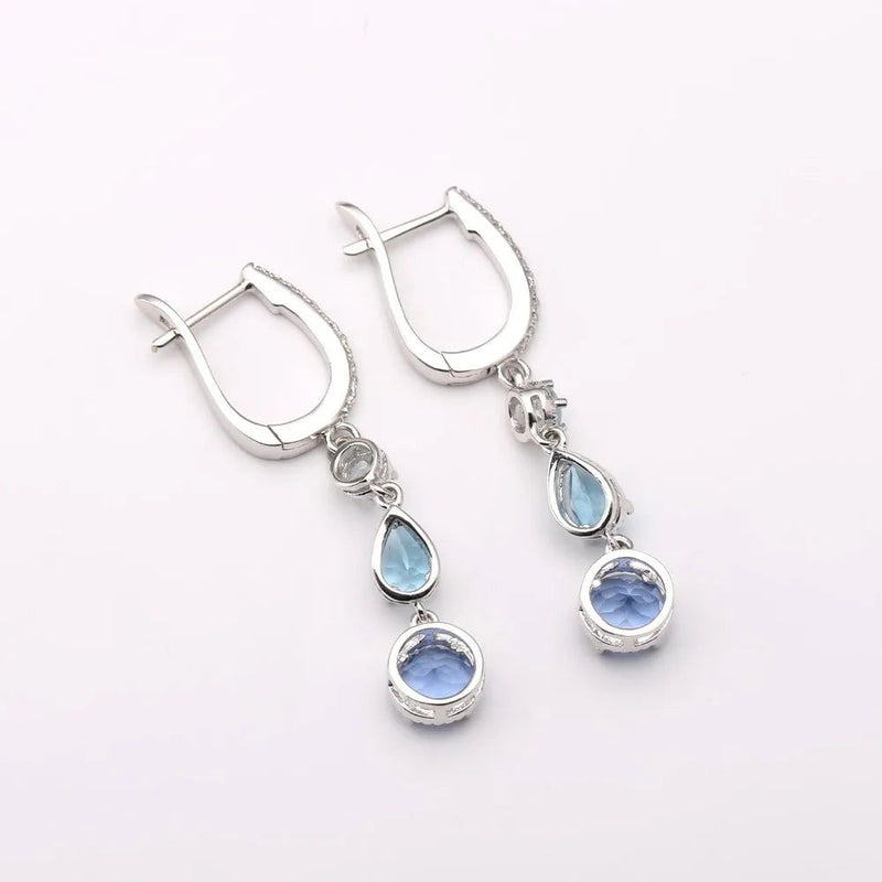 Natural Color-Change Fluorite Mix Drop Earrings 925 Silver