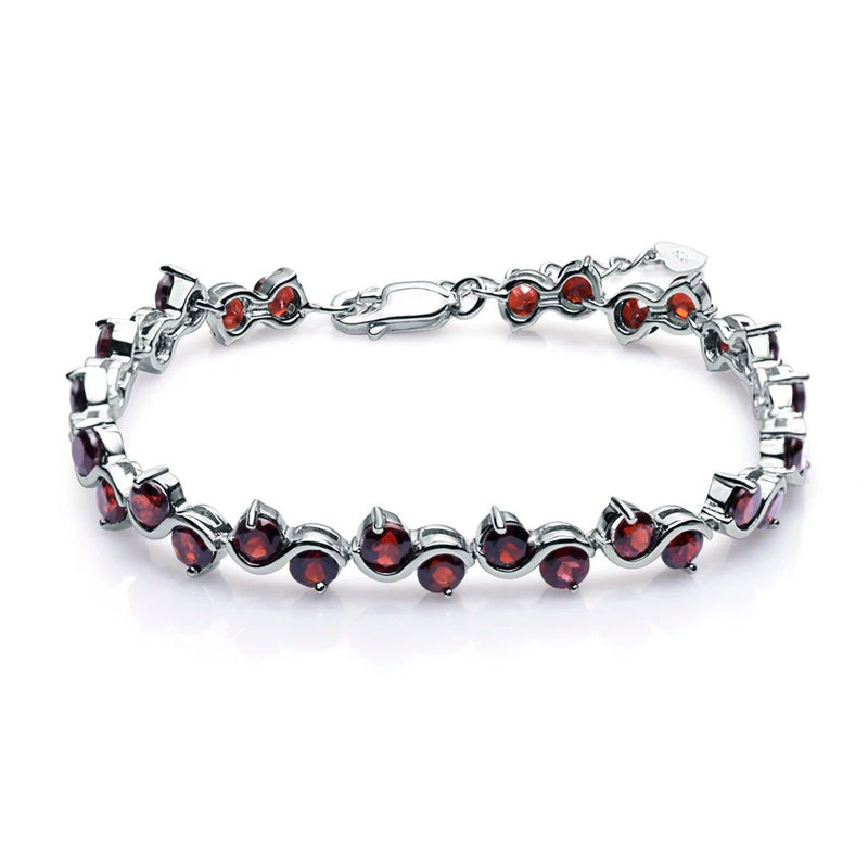 Natural Garnet Citrine Smoky Quartz Tennis Bracelet 925 Sterling Silver