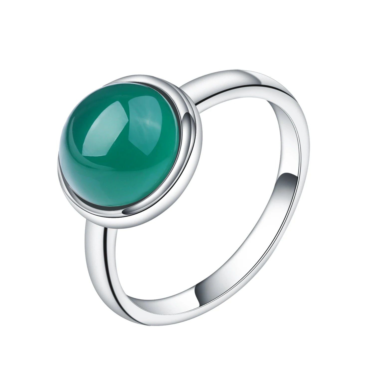 Natural Green Agate Gemstone Ring For Women