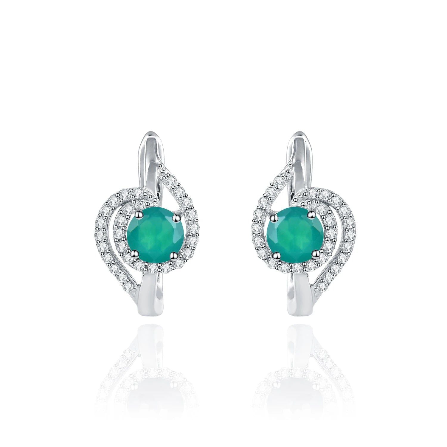 Natural Green Onyx Earrings in 925 Sterling Silver