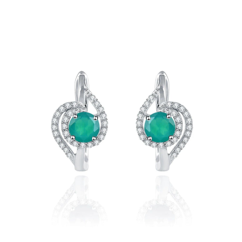 Natural Green Onyx Earrings in 925 Sterling Silver