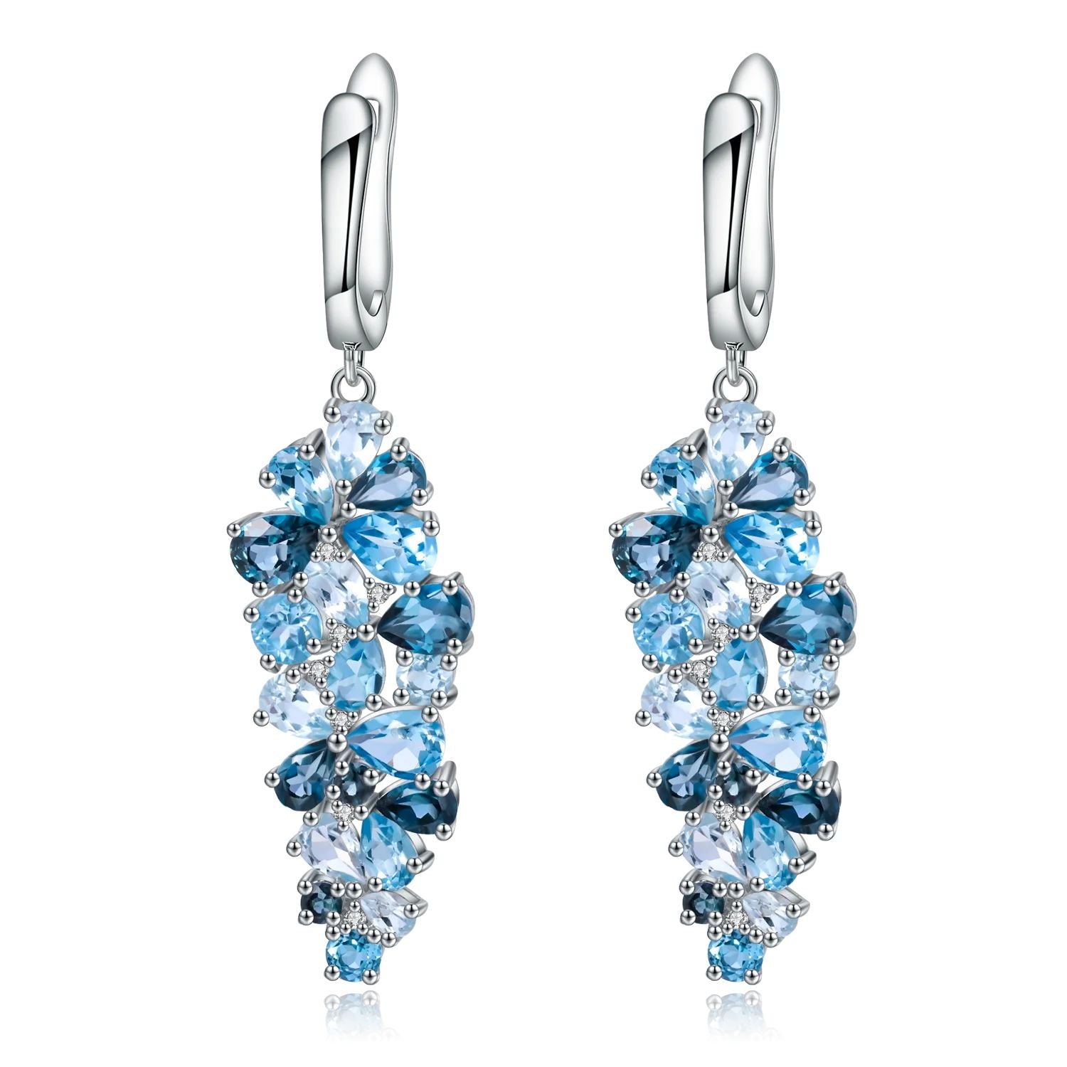 Natural London Blue Topaz 925 Silver Drop Earrings Fashion Jewelry