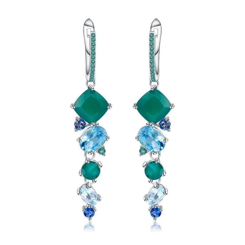 Natural Mystic Quartz Topaz Drop Earrings 925 Silver Brincos