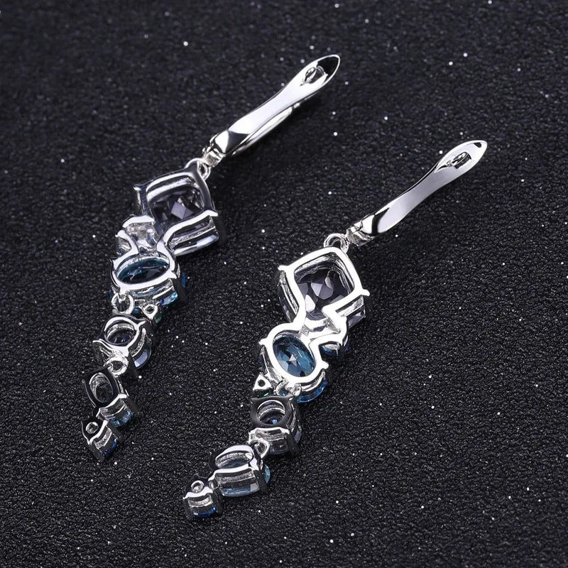 Natural Mystic Quartz Topaz Drop Earrings 925 Silver Brincos