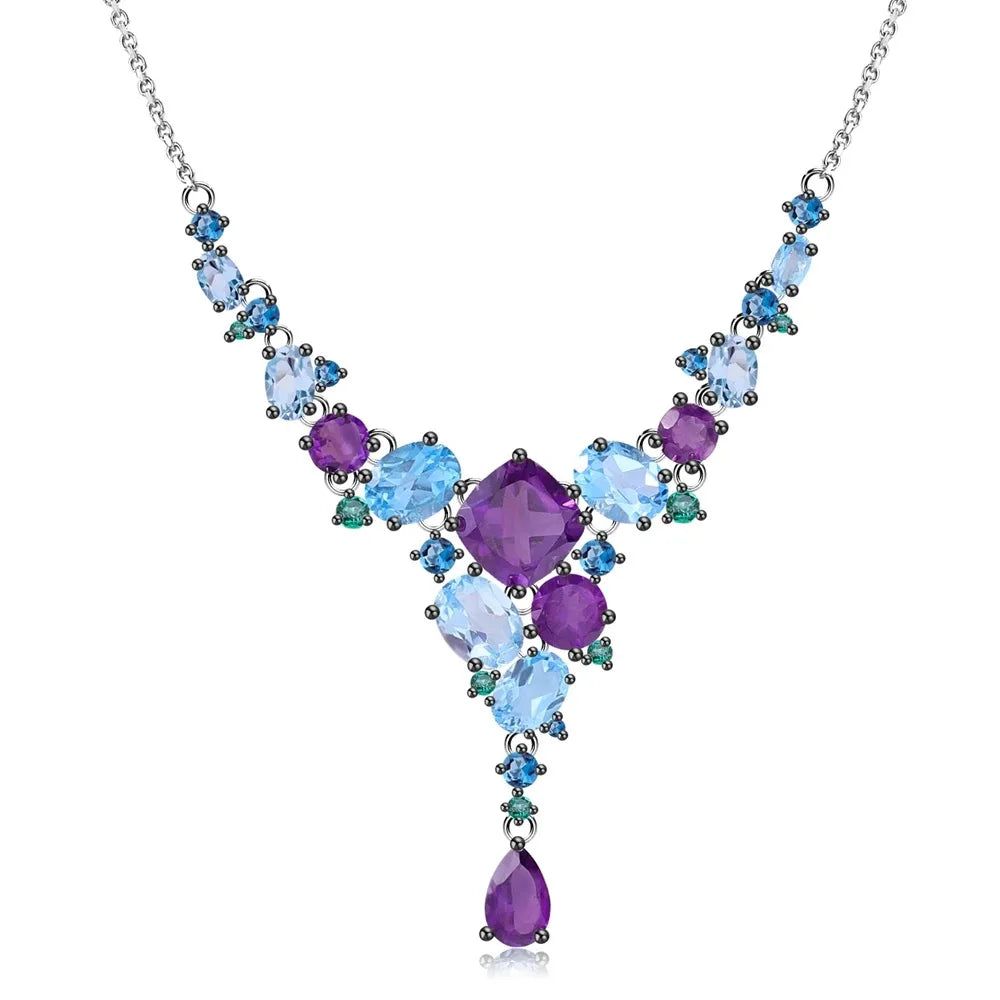 Natural Mystic Quartz Topaz Necklace 925 Sterling Silver