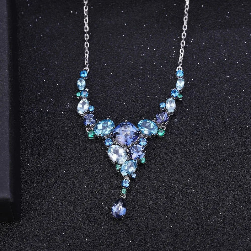 Natural Mystic Quartz Topaz Necklace 925 Sterling Silver