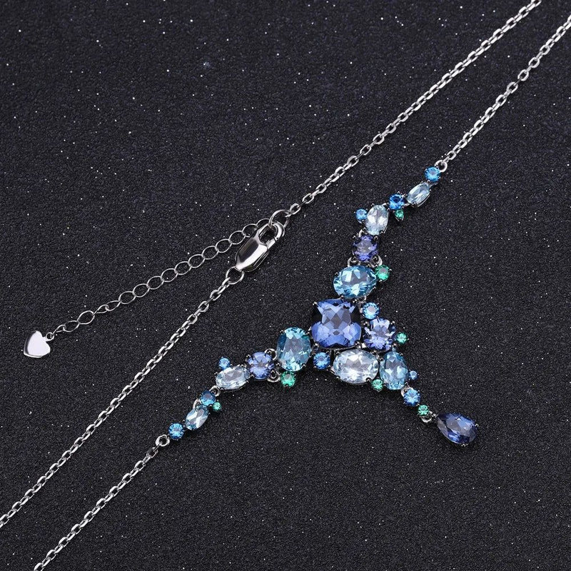 Natural Mystic Quartz Topaz Necklace 925 Sterling Silver