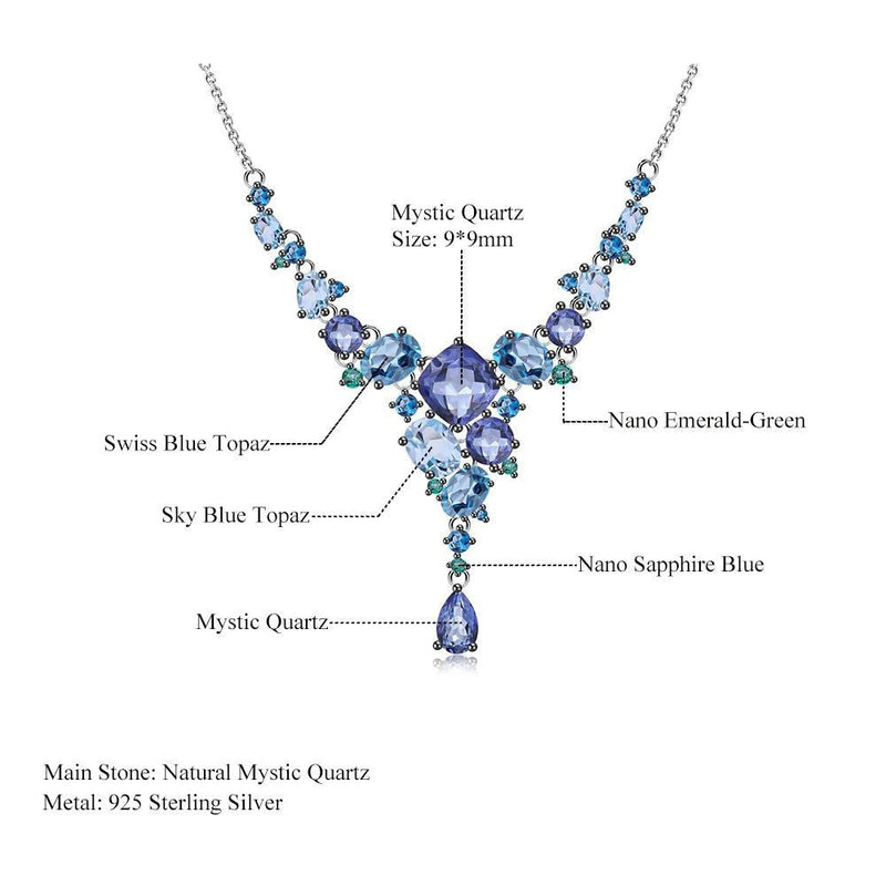 Natural Mystic Quartz Topaz Necklace 925 Sterling Silver