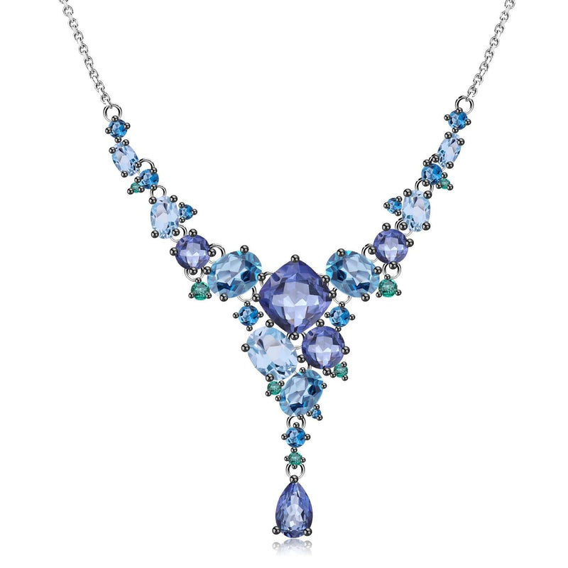 Natural Mystic Quartz Topaz Necklace 925 Sterling Silver